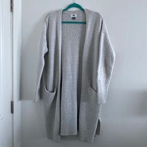 Old Navy Long Light Grey Pocket Cardigan